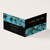 Modern Elegant Turquoise Stone Gold en Black Visitekaartje (Buitenkant)