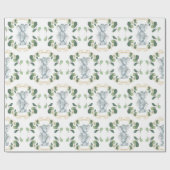 Modern & Elegant Twin Baby Elephant Greenery Gold Cadeaupapier (Vlak)