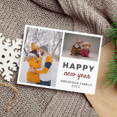 Modern elegant Two Photo Happy Nieuwjaar Briefkaart