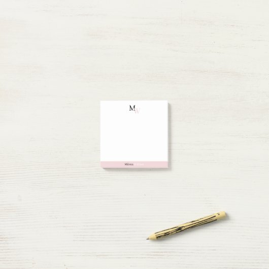 Modern Elegant Two Tone Monogram Post-it® Notes (Op bureau)