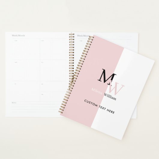 Modern Elegant Two Tone Monogrammed Planner (Display)