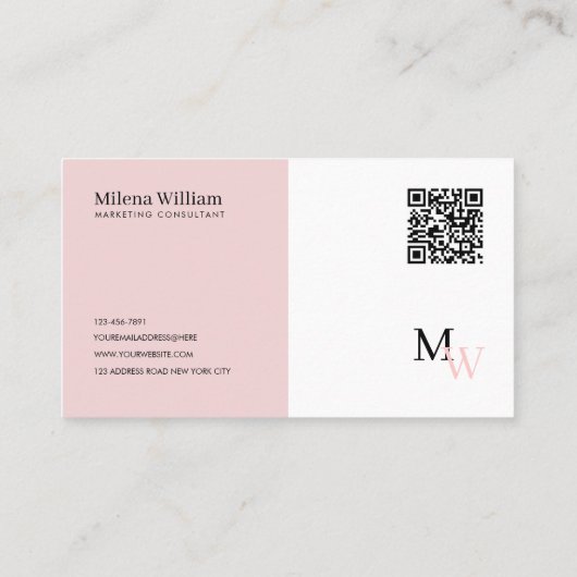 Modern Elegant Two Tone QR Code Visitekaartje (Achterkant)