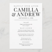 Modern Elegant Type Black en White Wedding Menu (Voorkant)