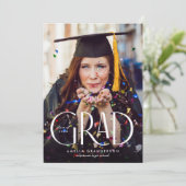 Modern Elegant Type Photo Afstuderen Kaart (Staand voorkant)