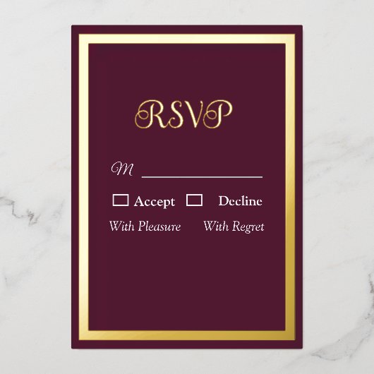 Modern Elegant Typogra Elegant Paarse bruiloft RSV Folie Uitnodiging (Voorkant)