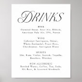Modern Elegant Typografie Bruiloft Drink Menu Sign Poster (Voorkant)