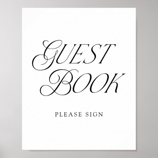 Modern Elegant Typografie Bruiloft Gast Boek Teken Poster (Voorkant)