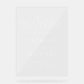 Modern Elegant Typografie Bruiloft Welkom Acryl Bord (Voorkant)