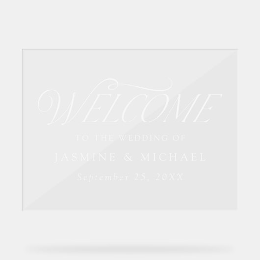 Modern Elegant Typografie Bruiloft Welkom Acryl Bord (Voorkant)