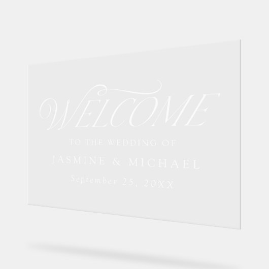 Modern Elegant Typografie Bruiloft Welkom Acryl Bord (Hoek)