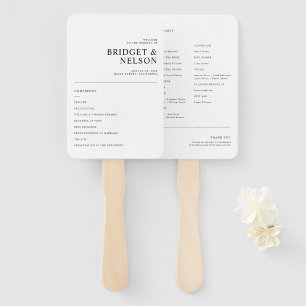 Modern Elegant Typografie Eenvoudig huwelijksprogr Handwaaier