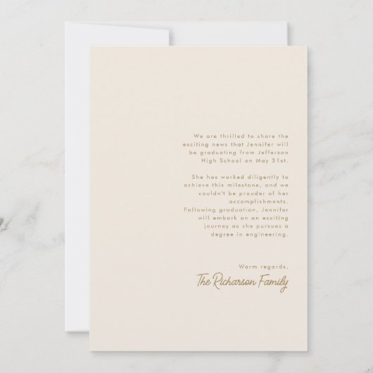 Modern Elegant Typografie Foto Afstuderen Aankondiging (Achterkant)