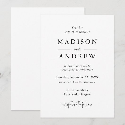 Modern Elegant Typografie Kaart (Voorkant / Achterkant)