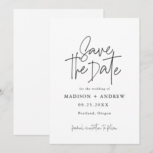 Modern Elegant Typografie Save The Date (Voorkant / Achterkant)