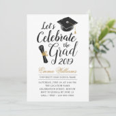 Modern Elegant Typography Black White Afstuderen Kaart (Staand voorkant)