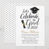 Modern Elegant Typography Black White Afstuderen Kaart (Voorkant / Achterkant)