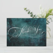 Modern Elegant Typography Distress Blauwgroen Grun Bedankkaart (Staand voorkant)