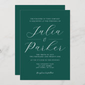 Modern Elegant Typography Emerald Green Wedding Kaart (Voorkant / Achterkant)