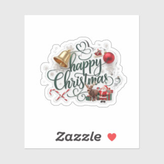 Modern elegant typography happy christmas sticker