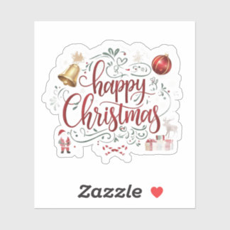 Modern elegant typography happy christmas sticker