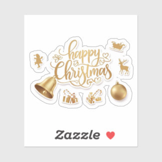 Modern elegant typography happy christmas sticker