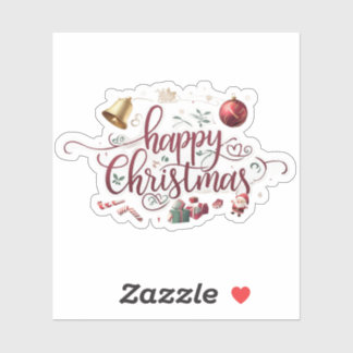Modern elegant typography happy christmas sticker