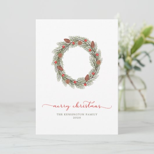 Modern Elegant Typography Merry Kerstmis Wreath (Staand voorkant)
