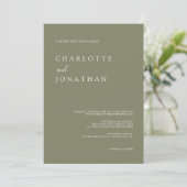 Modern Elegant Typography Olive Green Wedding Kaart (Staand voorkant)