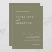 Modern Elegant Typography Olive Green Wedding Kaart (Voorkant / Achterkant)