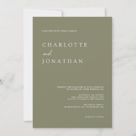 Modern Elegant Typography Olive Green Wedding Kaart