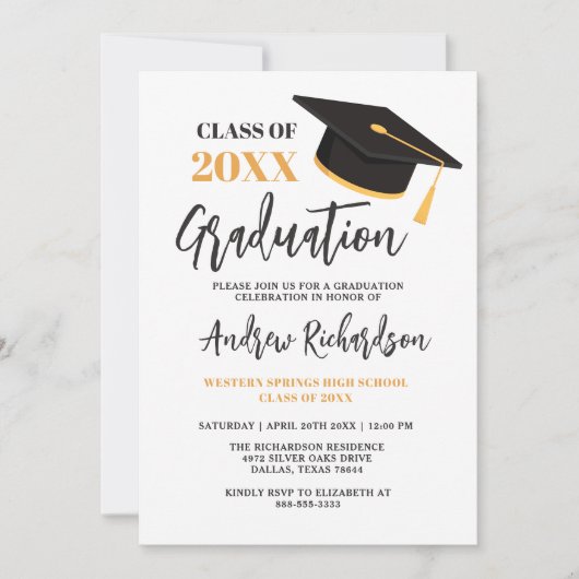 Modern Elegant Typography Tassel Graduation Party Kaart (Voorkant)