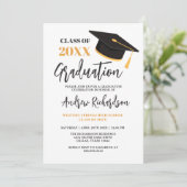 Modern Elegant Typography Tassel Graduation Party Kaart (Staand voorkant)