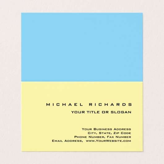 Modern Elegant Uniek Gewoon Geel Blauw Visitekaartje (Buitenkant ongevouwen)