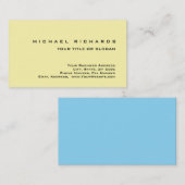 Modern Elegant Unique Plain Yellow Blue Visitekaartje (Voorkant / Achterkant)