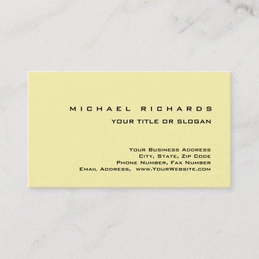 Modern Elegant Unique Plain Yellow Blue Visitekaartje (Voorkant)