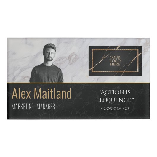 Modern Elegant Uw Logo Hier Functie Titel Quote Naambadge (Voorkant)