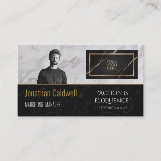 Modern Elegant Uw Logo Hier QR Code Quote Visitekaartje (Voorkant)