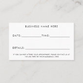 Modern elegant uw volgende afspraak script afsprakenkaartje (Achterkant)