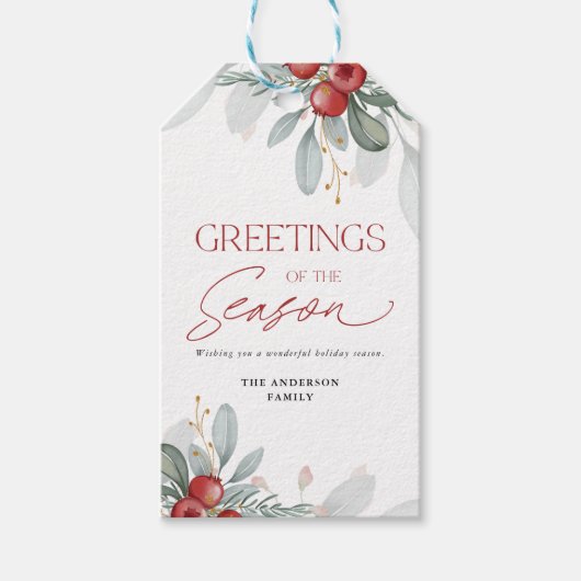 Modern Elegant Vakantie Groen Kerstmis Cadeaulabel (Voorkant)