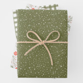 Modern Elegant Vakantie Olijfgroen & Rood Cadeau Inpakpapier Vel (In situ)