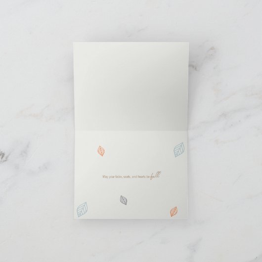 Modern Elegant Vallen verlaat Thanksgiving Script Bedankkaart (Binnen)