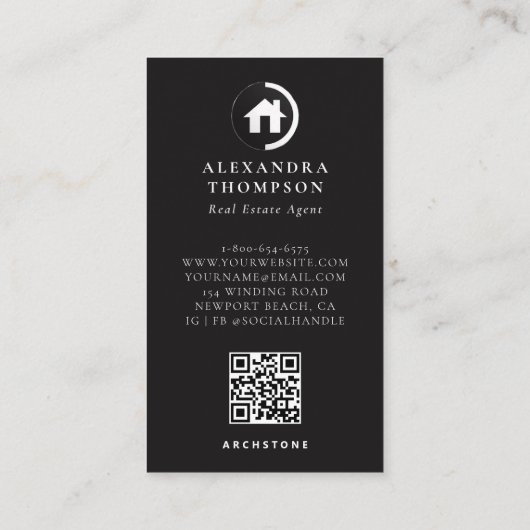 Modern Elegant Vastgoed Manager Foto Visitekaartje (Achterkant)