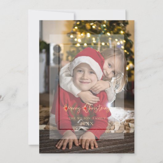 Modern Elegant Vellum Effect kerstfoto (Voorkant)