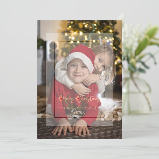 Modern Elegant Vellum Effect kerstfoto (Staand voorkant)