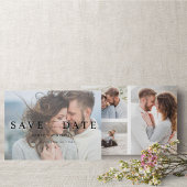 Modern Elegant Vellum Overlay 4 foto Verloving Save The Date