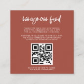 Modern elegant verbrand baksteen Honeymoon code QR Informatiekaartje (Voorkant)