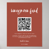 Modern elegant verbrand baksteen Honeymoon code QR Poster