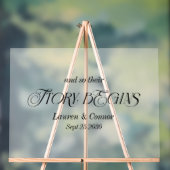 Modern Elegant Verhaal Begint Huwelijk Frosted Whi Acryl Bord (Neutraal)