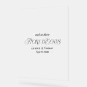 Modern Elegant Verhaal Begint Huwelijk Wit Frosted Acryl Bord (Hoek)