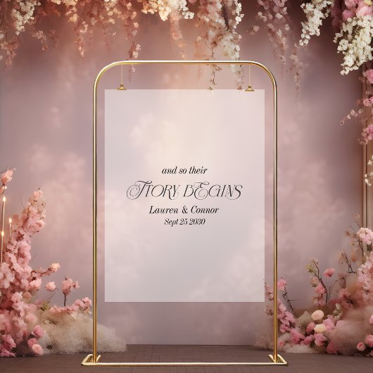 Modern Elegant Verhaal Begint Huwelijk Wit Frosted Acryl Bord